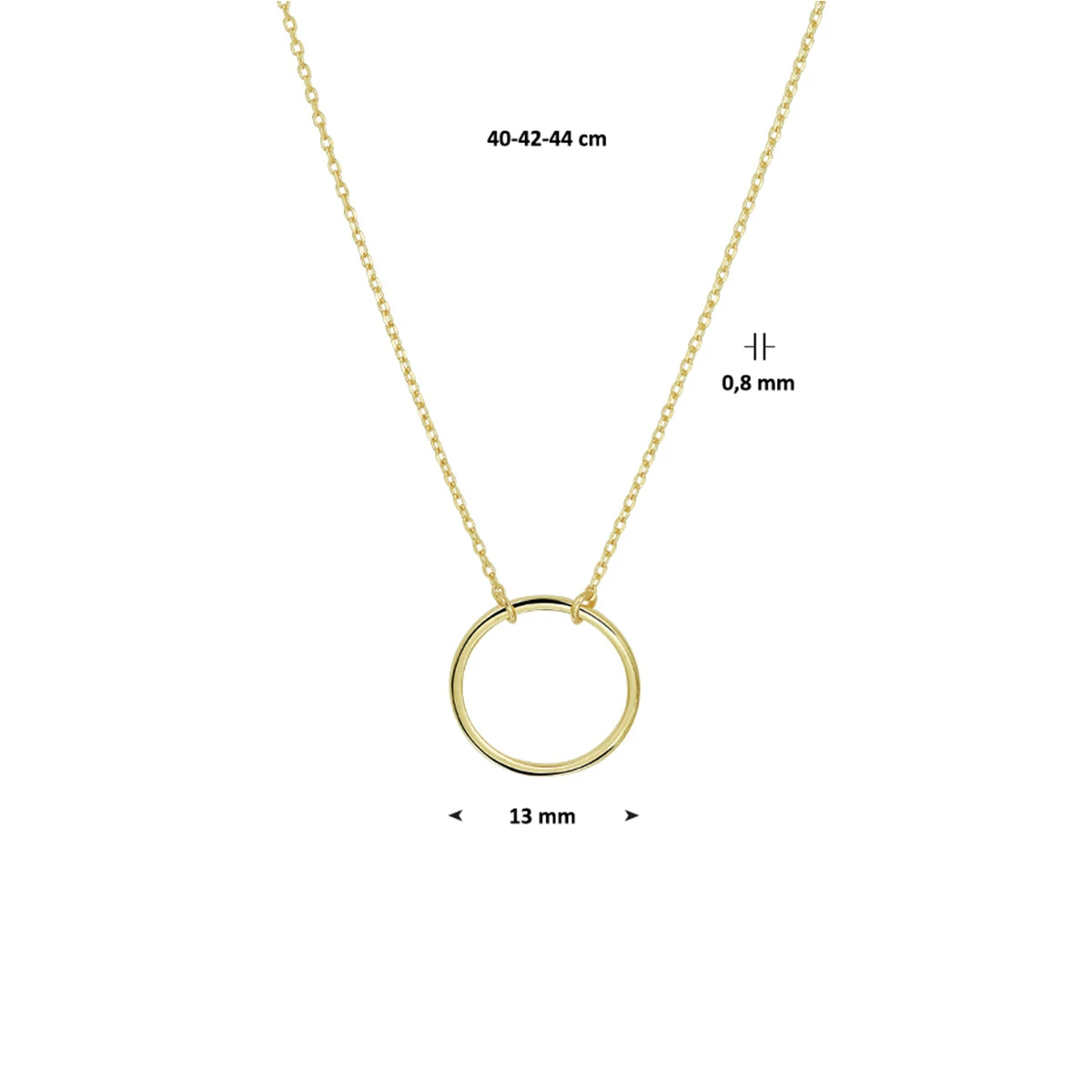 collier rondje 40 - 42 - 44 cm 14K geelgoud