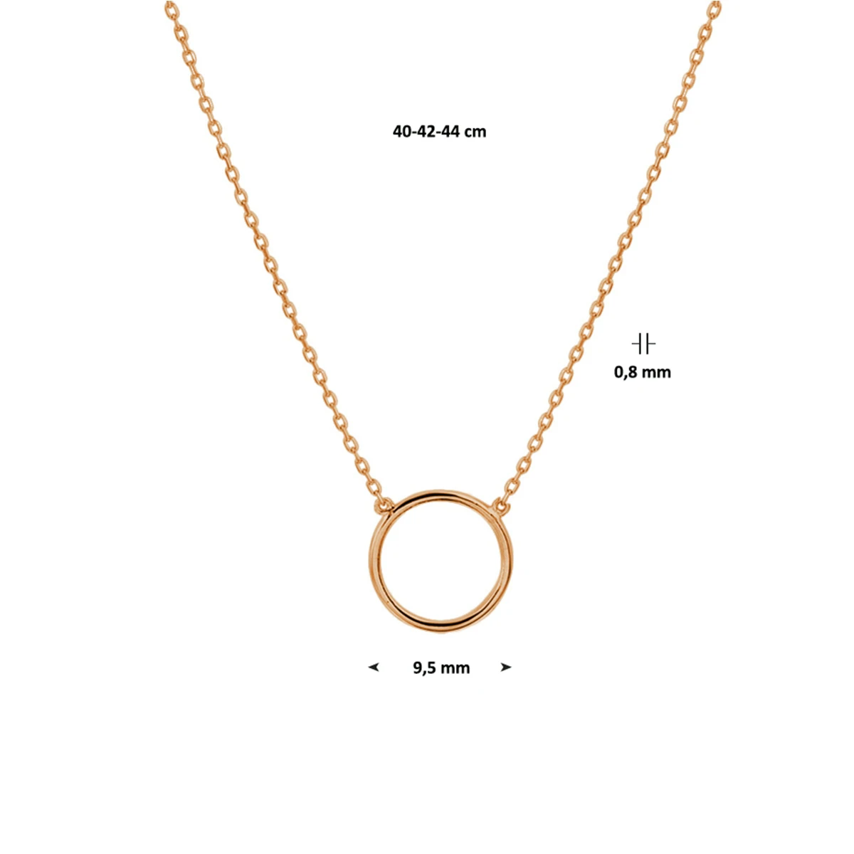 collier rondje 40 - 42 - 44 cm 14K roségoud