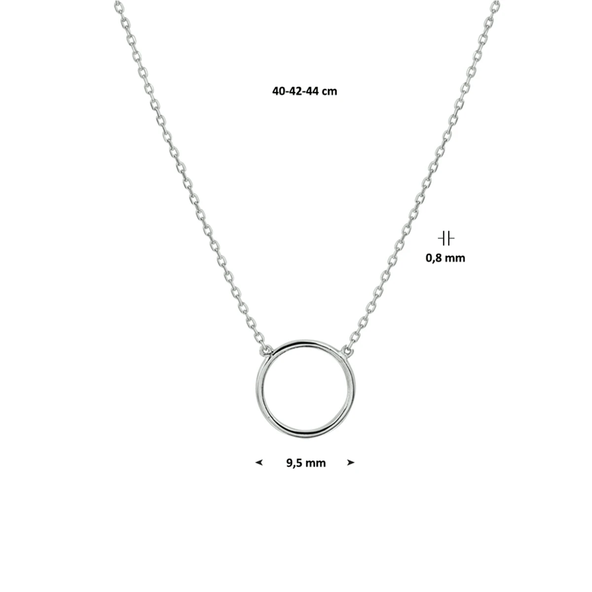 collier rondje 40 - 42 - 44 cm 14K witgoud