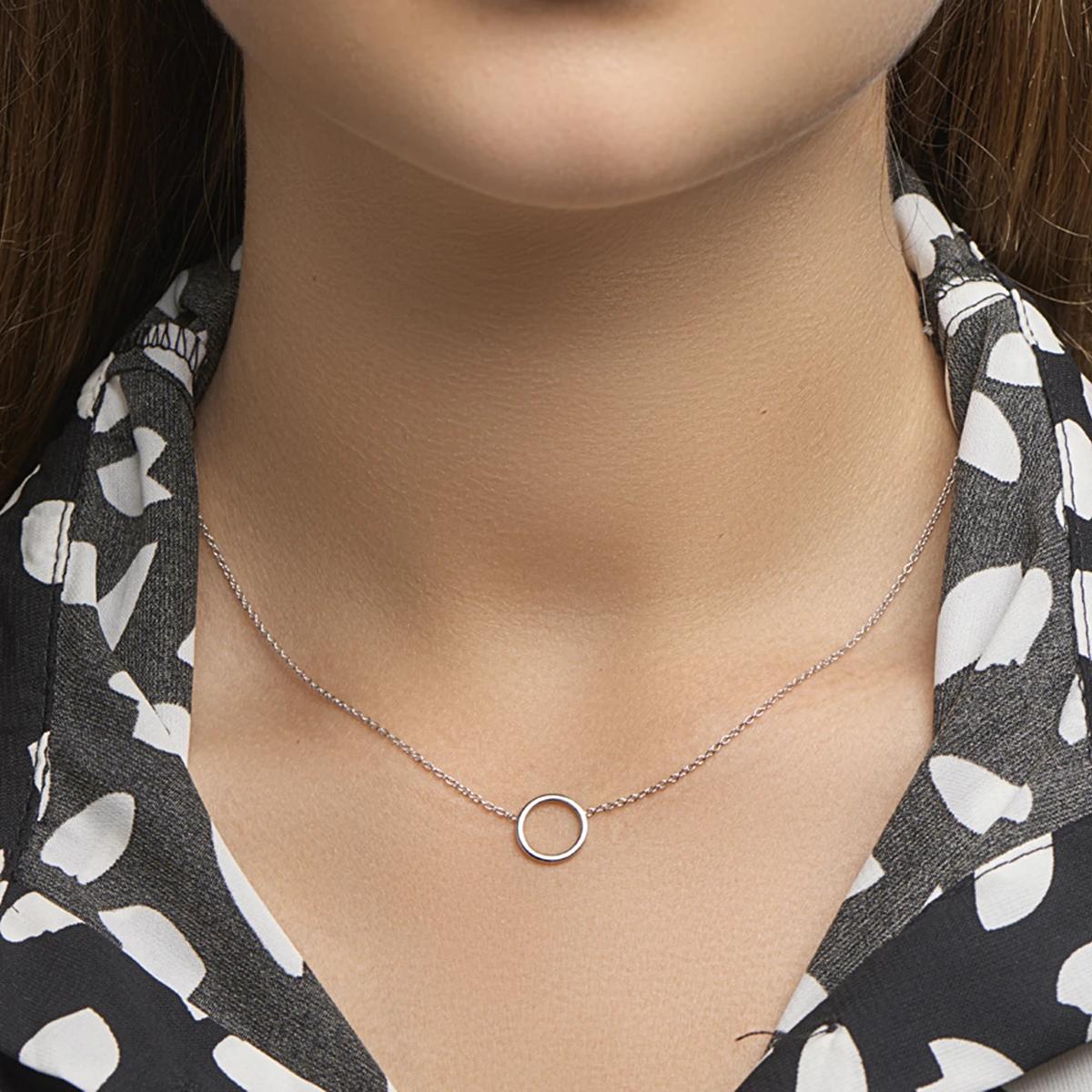 collier rondje 41 + 5 cm zilver gerhodineerd