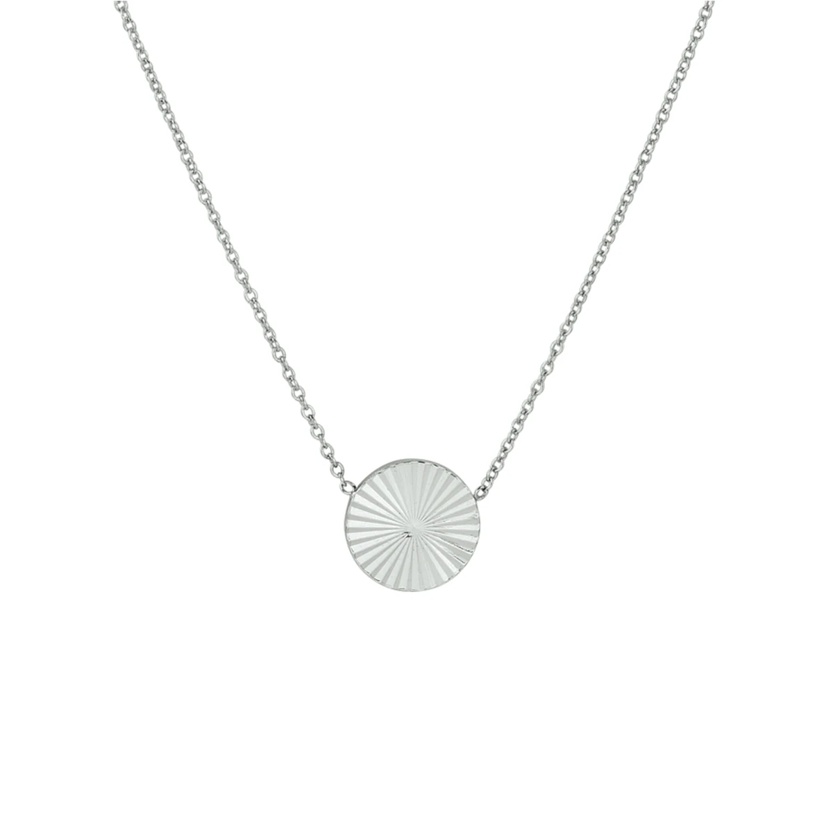 collier rondje gediamanteerd 40 + 5 cm zilver gerhodineerd
