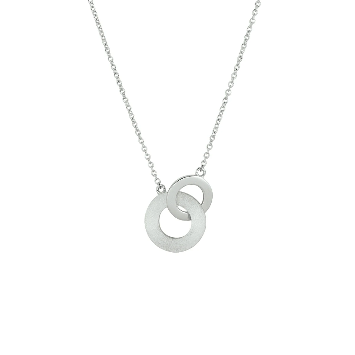 collier rondje poli/mat 42 - 45 cm zilver gerhodineerd