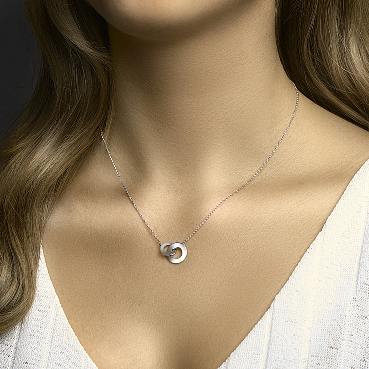 collier rondje poli/mat 42 - 45 cm zilver gerhodineerd