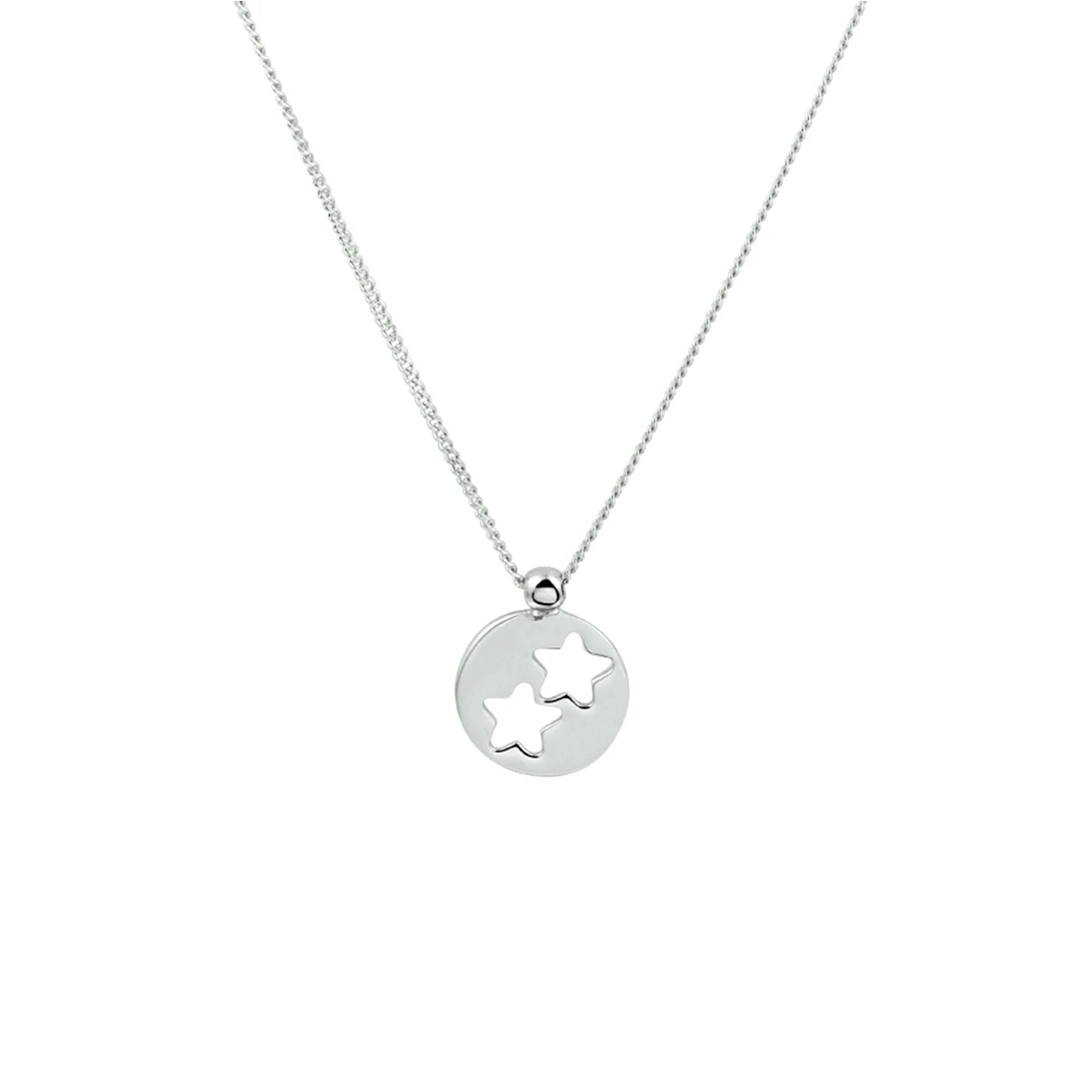 collier rondje sterren 41 + 5 cm zilver gerhodineerd