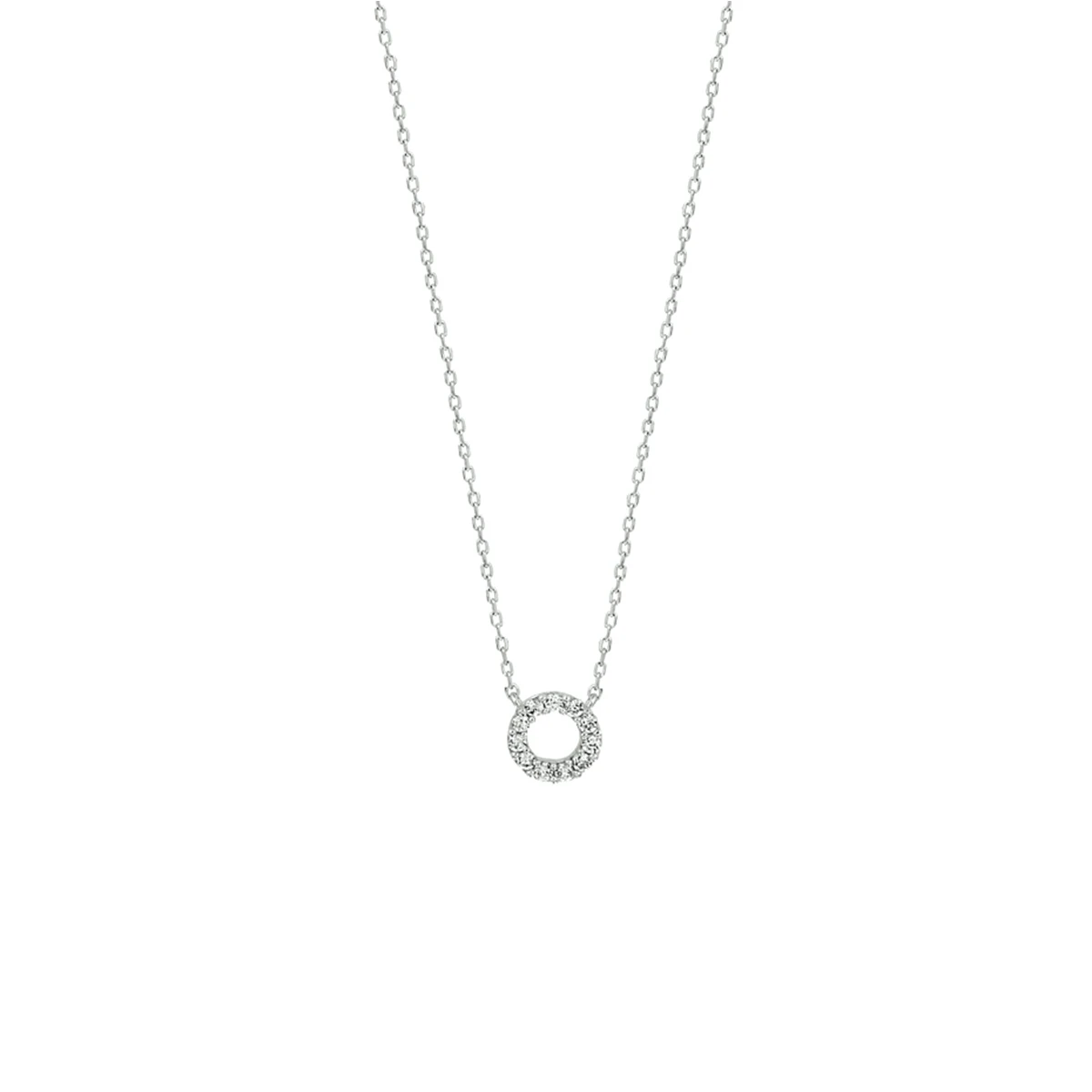 collier rondje zirkonia 40 + 3 cm 14K witgoud