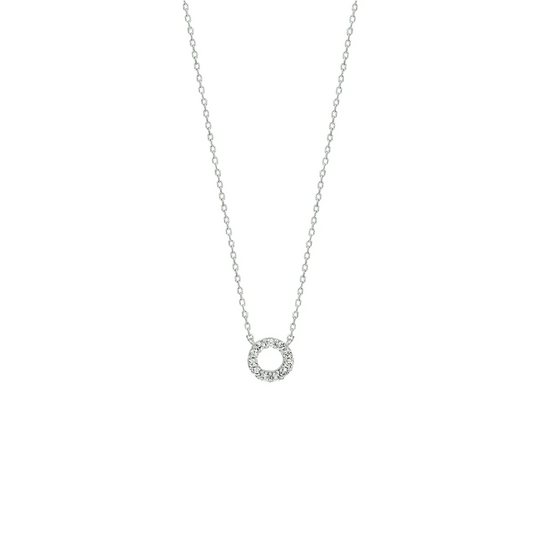 collier rondje zirkonia 40 + 3 cm 14K witgoud