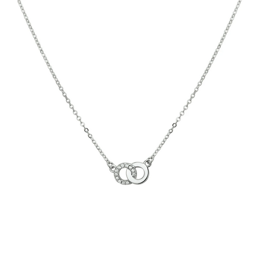 collier rondje zirkonia 42 + 3 cm zilver gerhodineerd