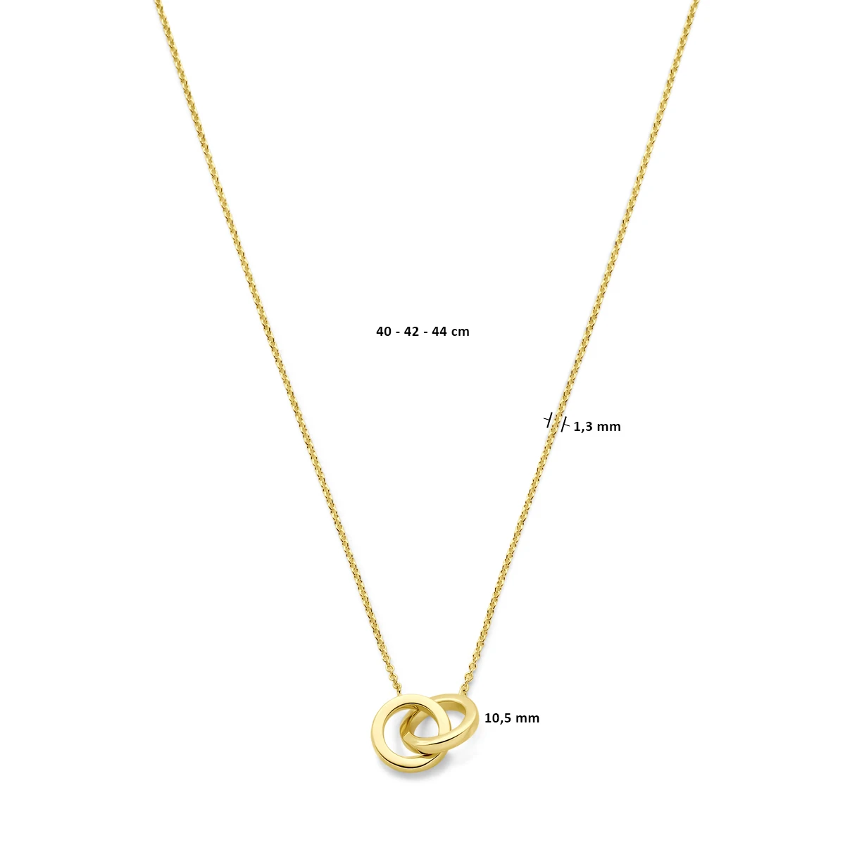 collier rondjes 40 - 42 - 44 cm 14K geelgoud