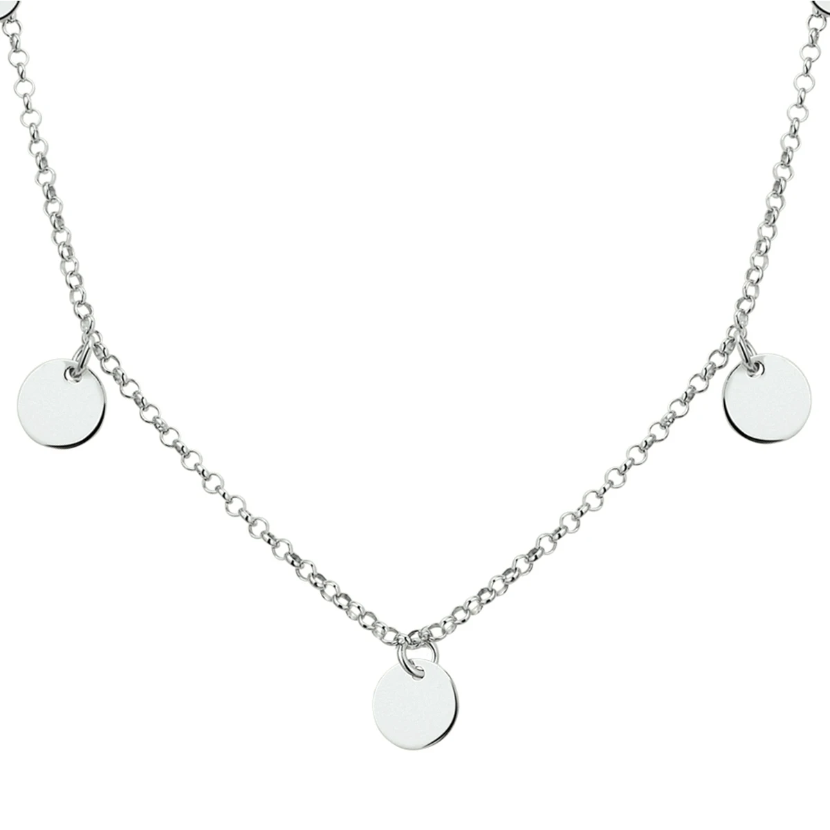 collier rondjes 40 - 42 - 44 cm zilver gerhodineerd