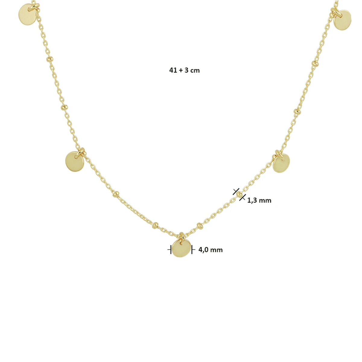 collier rondjes 41 + 3 cm 14K geelgoud