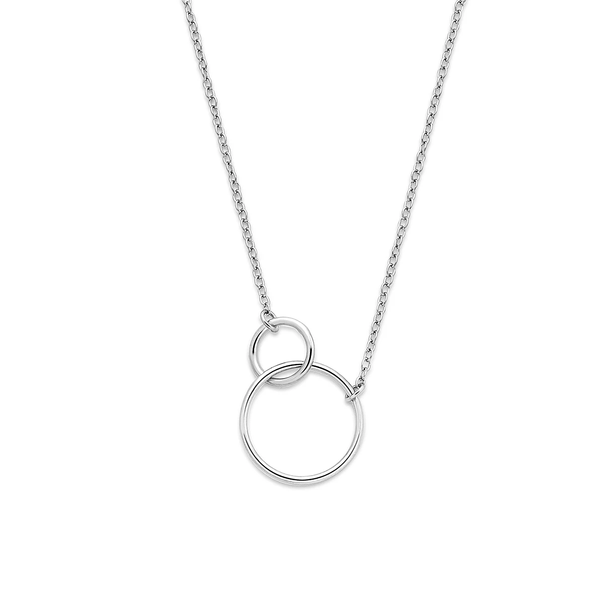 collier rondjes 41 + 4 cm zilver gerhodineerd