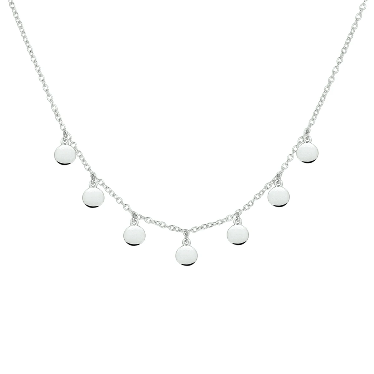 collier rondjes 41 + 4 cm zilver gerhodineerd