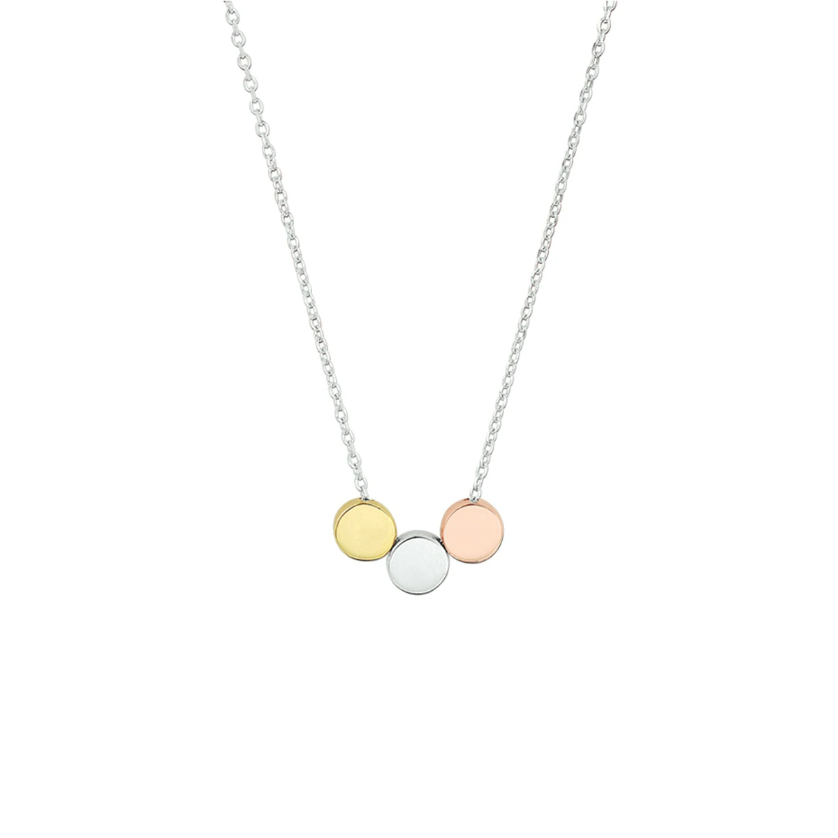 collier rondjes 41 + 4 cm zilver verguld (tricolor geel/rosé/rhodium)