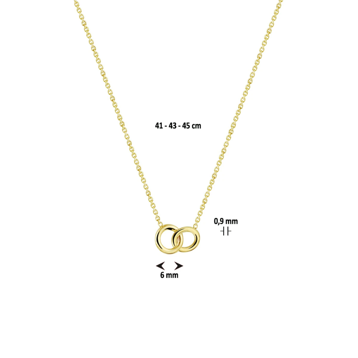 collier rondjes 41 - 43 - 45 cm 14K geelgoud