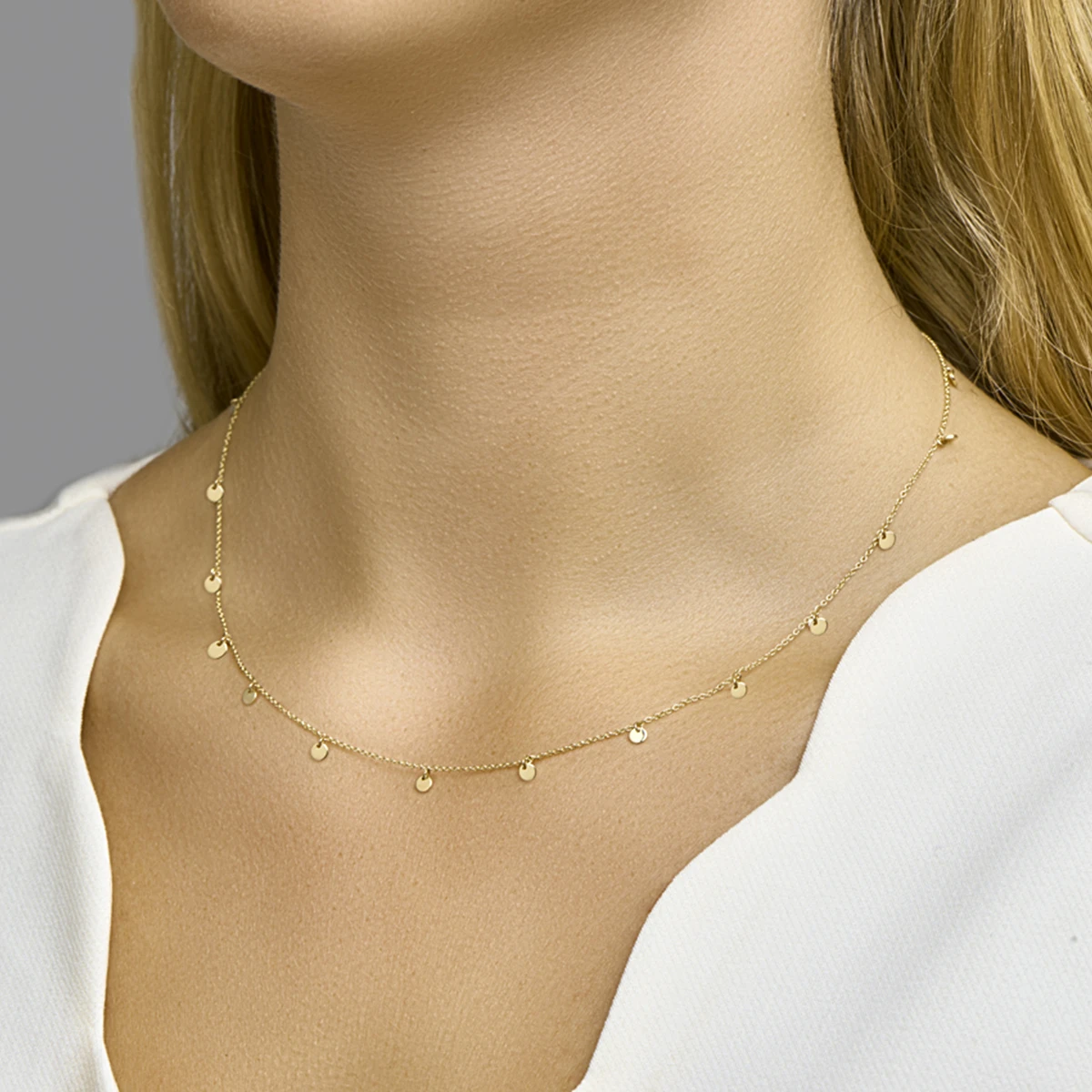 collier rondjes 41 - 43 - 45 cm 14K geelgoud