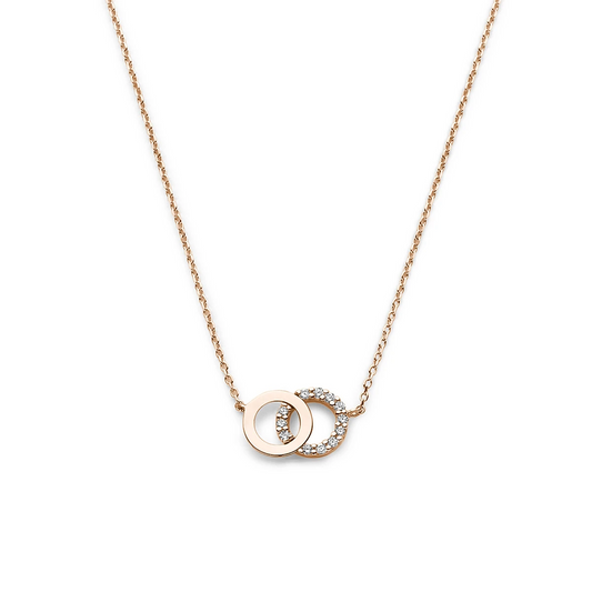 collier rondjes zirkonia 40 - 42 - 44 cm 14K roségoud