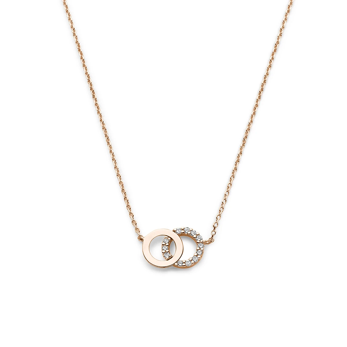 collier rondjes zirkonia 40 - 42 - 44 cm 14K roségoud