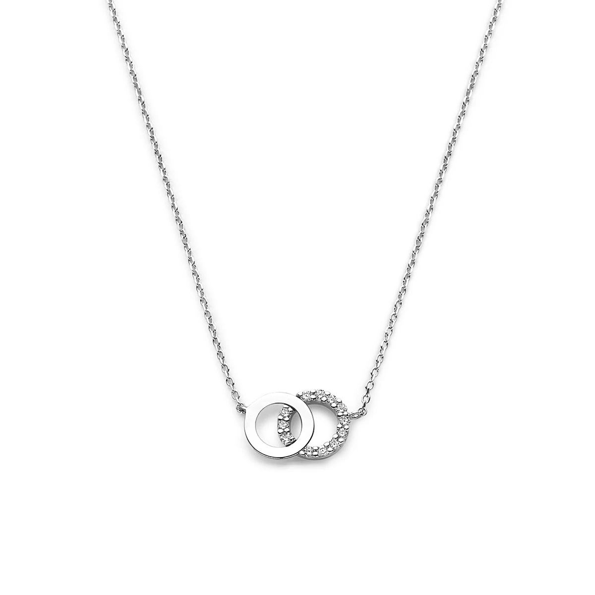 collier rondjes zirkonia 40 - 42 - 44 cm 14K witgoud