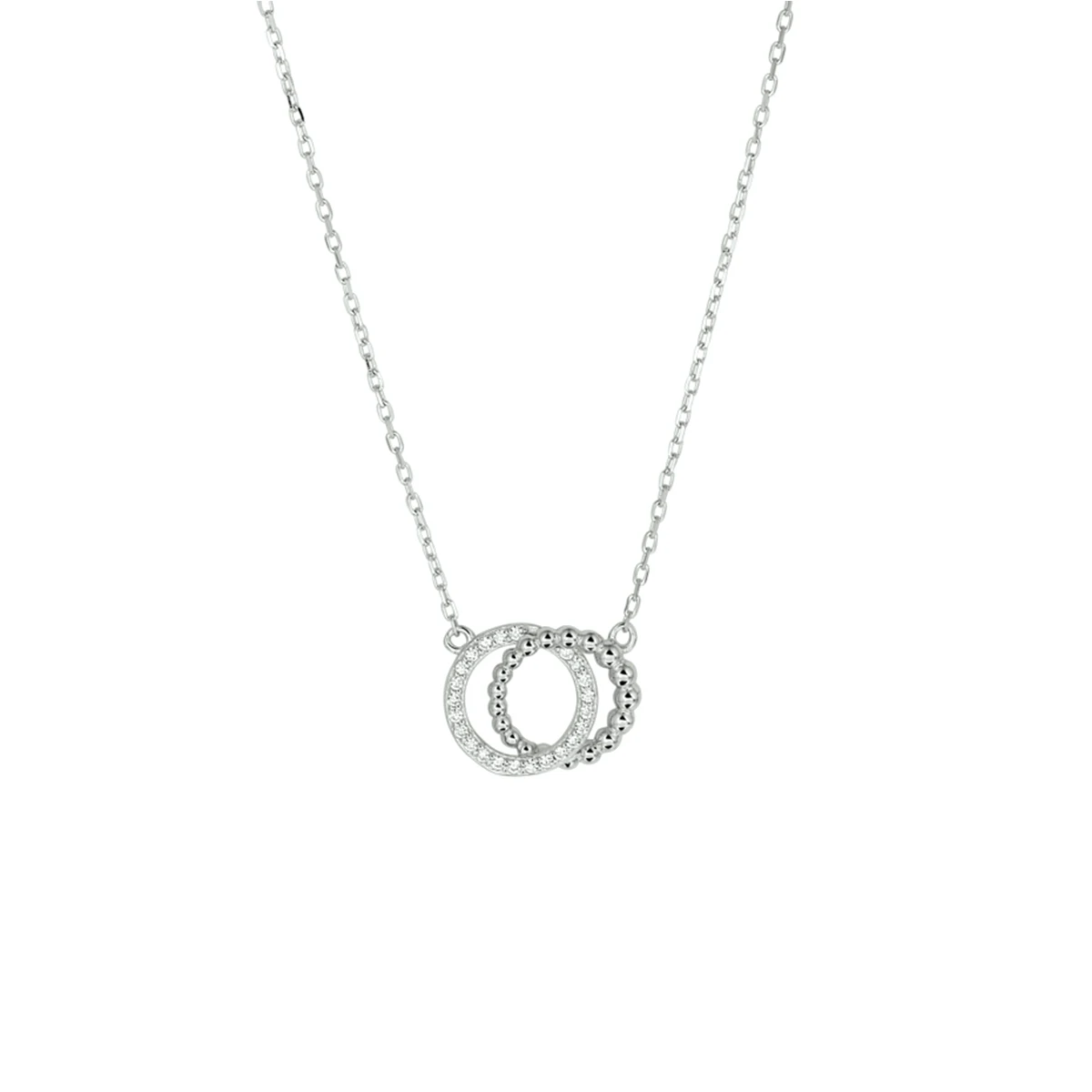 collier rondjes zirkonia 41 - 43 - 45 cm zilver gerhodineerd