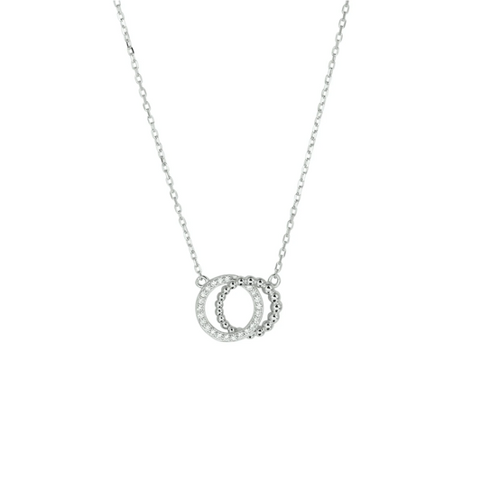 collier rondjes zirkonia 41 - 43 - 45 cm zilver gerhodineerd