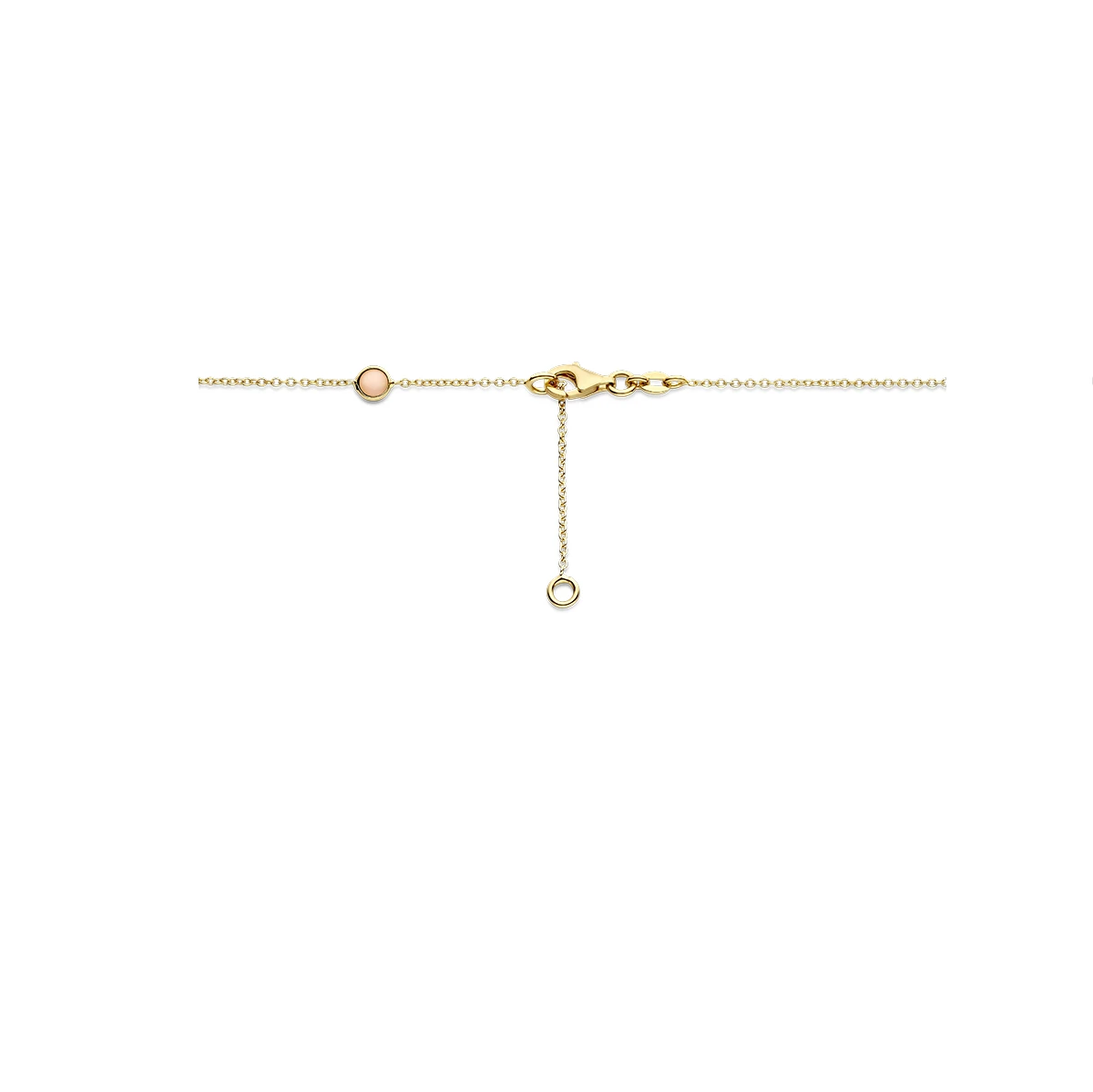 collier roze robijn en roze opaal 42 - 45 cm 14K geelgoud