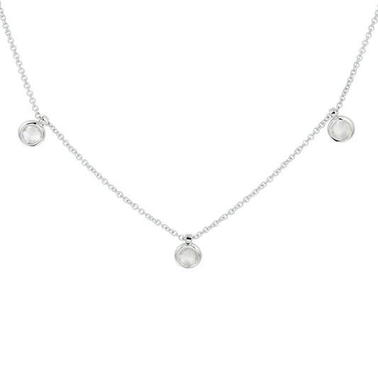 collier rozenkwarts 42 + 3 cm zilver gerhodineerd
