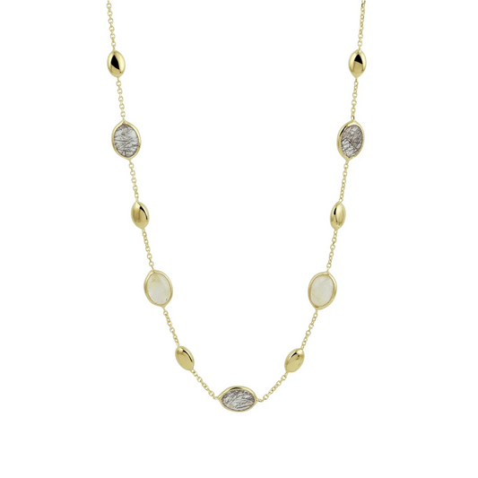 collier rutiel kwarts 42 - 45 cm 14K geelgoud