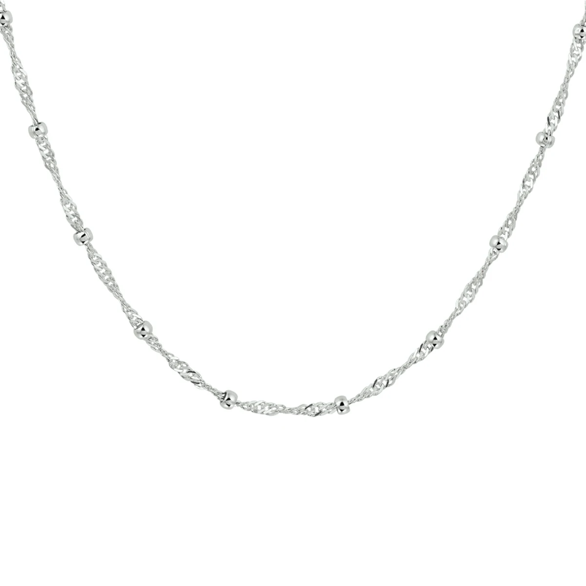 collier singapore en bolletjes 2,5 mm zilver gerhodineerd