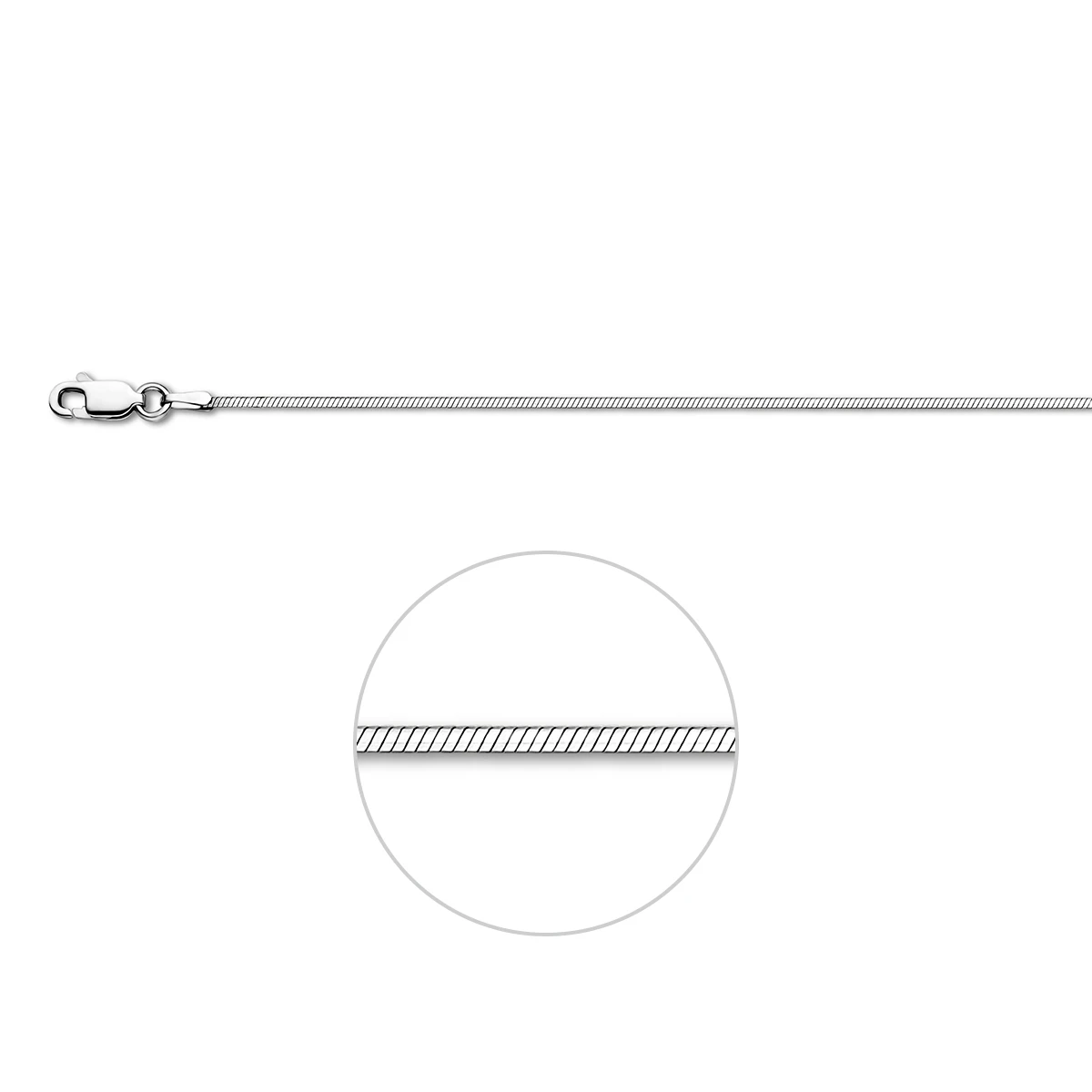 collier slang 8 zijdes geslepen 1,4 mm 45 cm zilver wit
