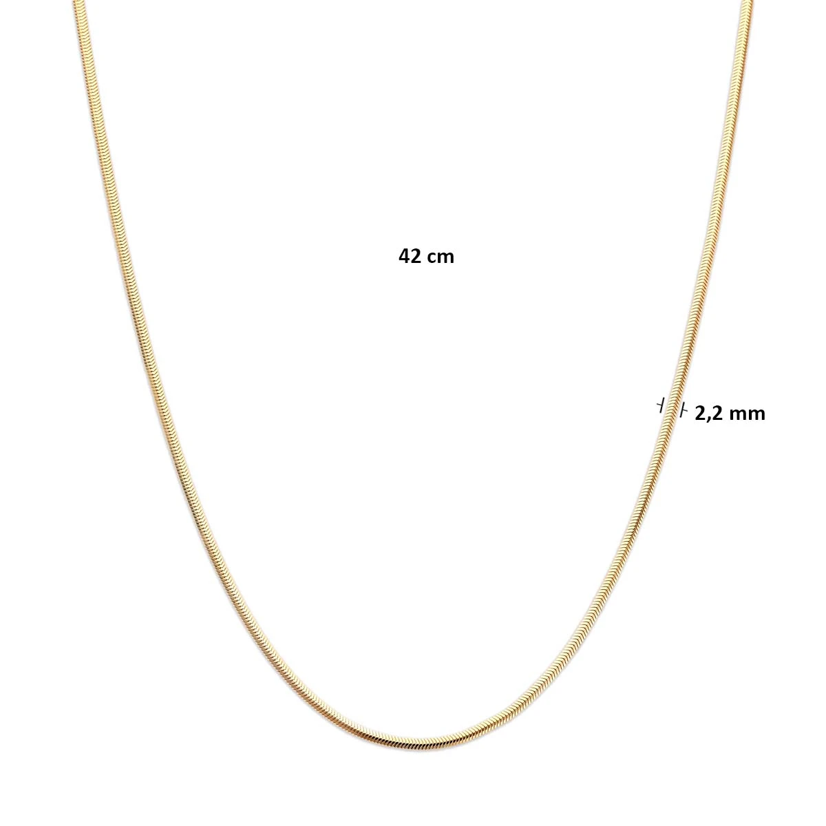 collier slang plat (bol) 2,2 mm 42 cm 14K geelgoud