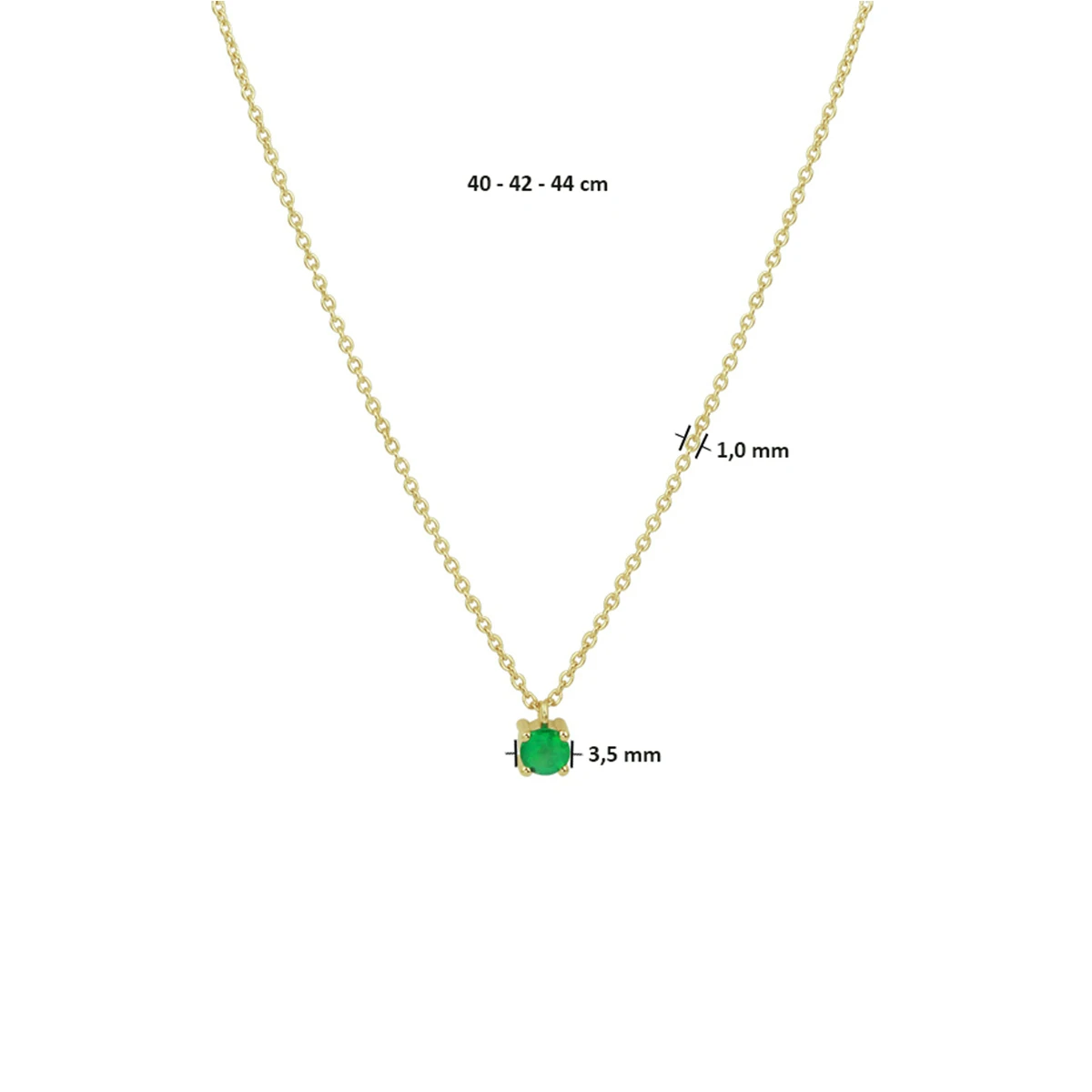 collier smaragd 40 - 42 - 44 cm 14K geelgoud
