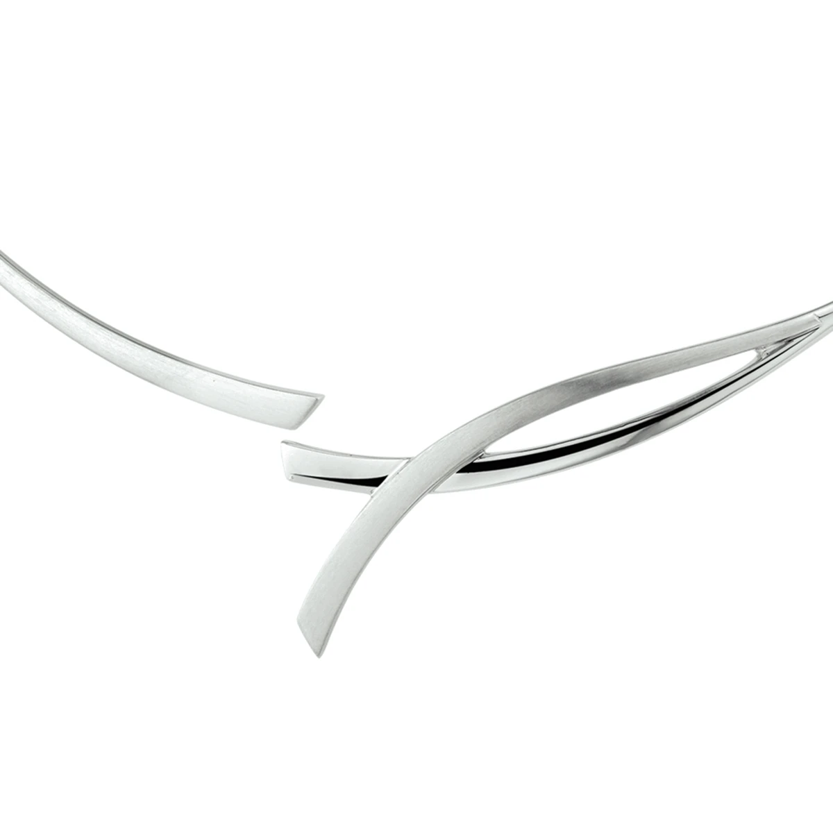 collier spang poli/mat 42 cm zilver gerhodineerd