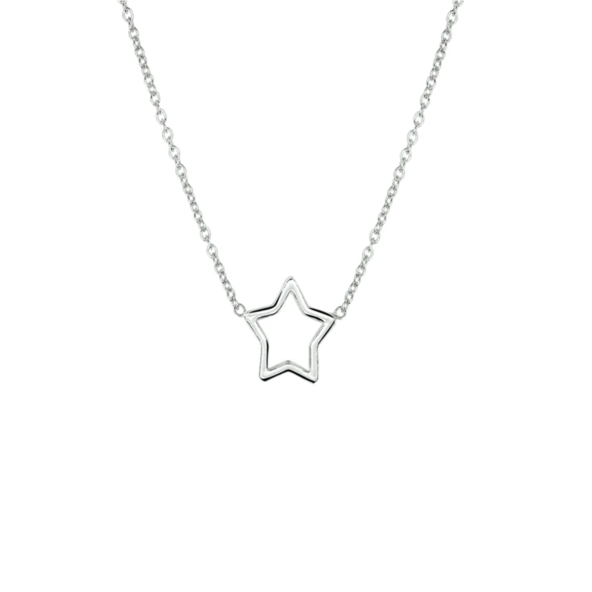 collier ster 1,3 mm 41 + 5 cm zilver gerhodineerd