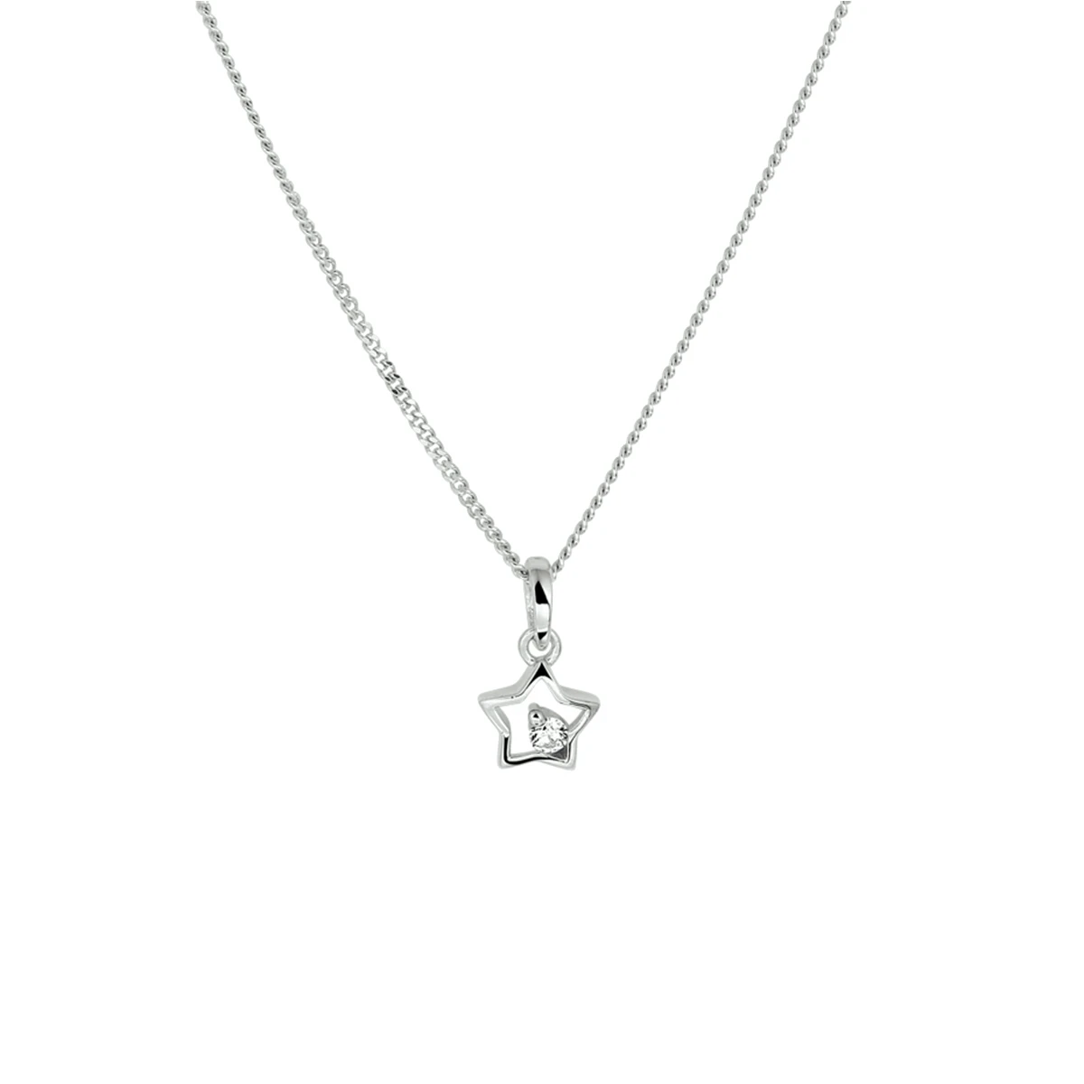 collier ster zirkonia 36 + 4 cm zilver gerhodineerd
