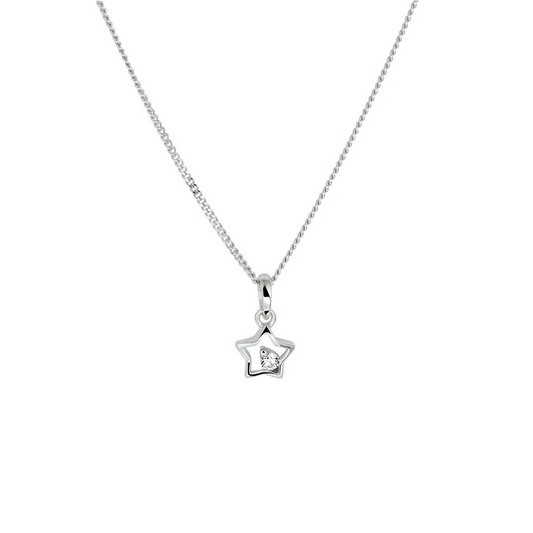 collier ster zirkonia 36 + 4 cm zilver gerhodineerd