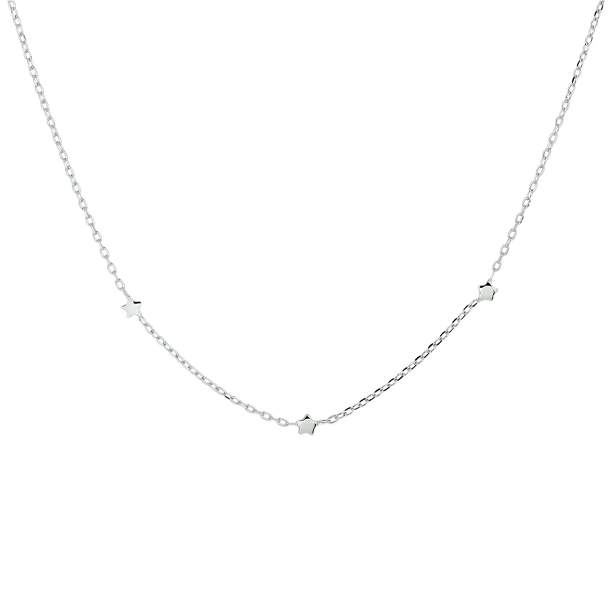 collier sterren 41 + 4 cm zilver gerhodineerd