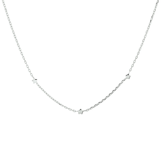 collier sterren 41 + 4 cm zilver gerhodineerd