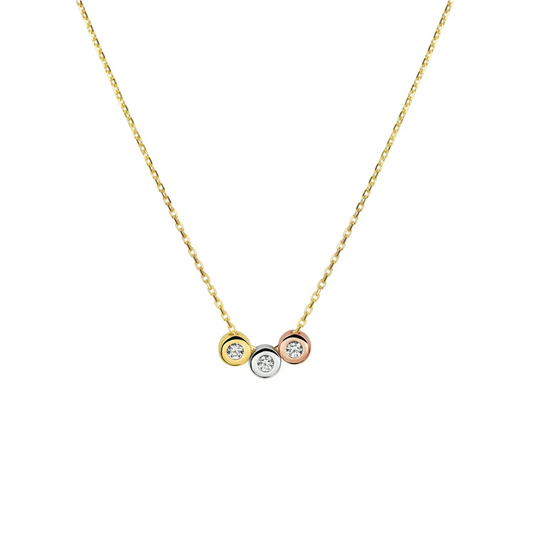 collier tricolor zirkonia 42 - 44 - 46 cm 14K tricolor goud