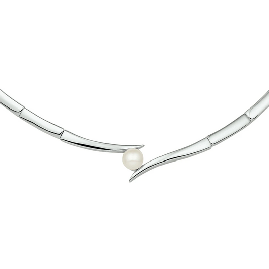 collier tussenstuk parel 42 + 3 cm zilver gerhodineerd