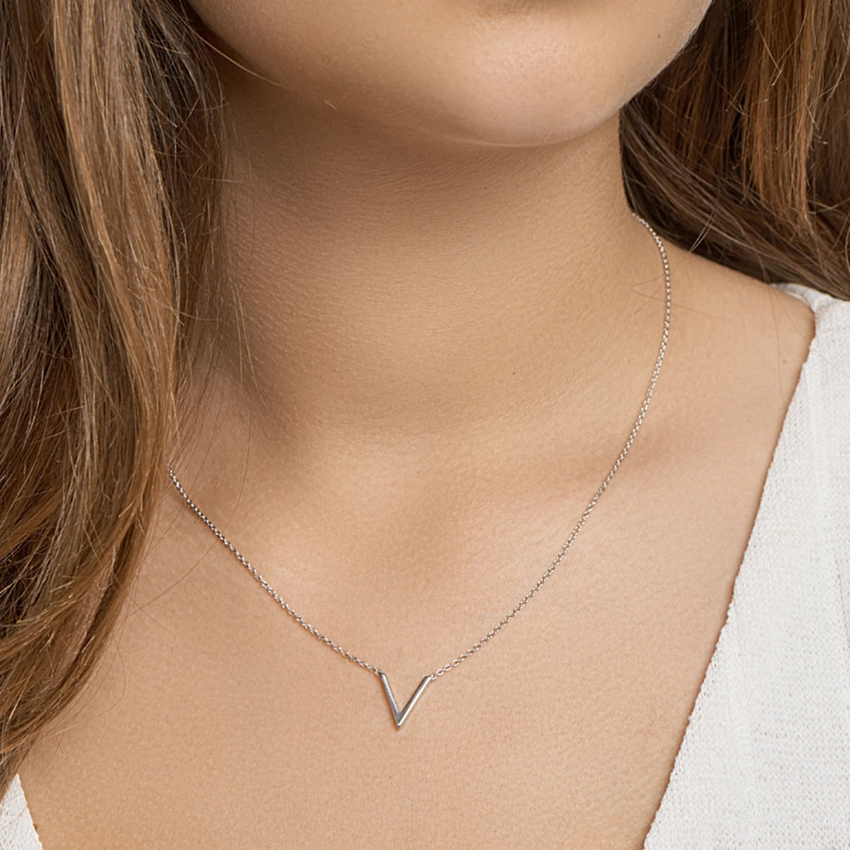 collier v 41 + 4 cm zilver gerhodineerd