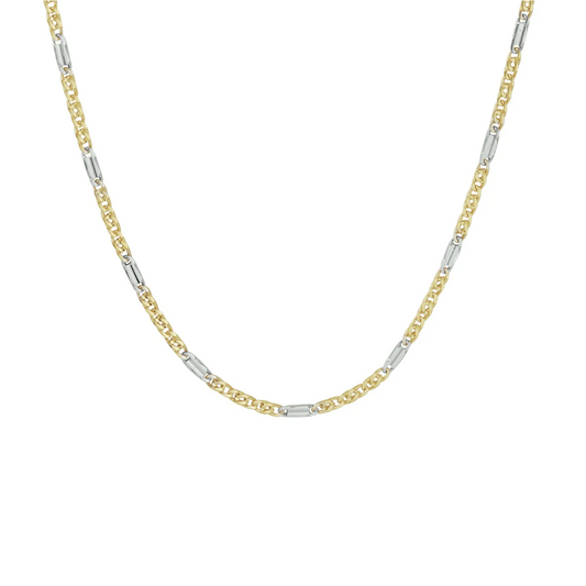 collier valkenoog met tussenstuk 1,9 mm 45 cm 14K bicolor goud geel/wit