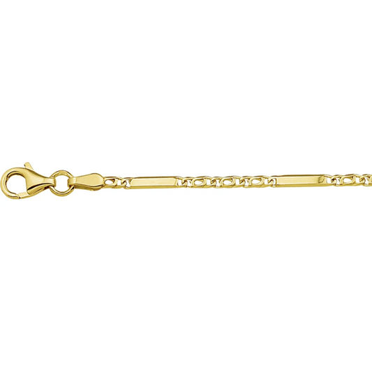 collier valkenoog met tussenstuk 2,0 mm 14K geelgoud
