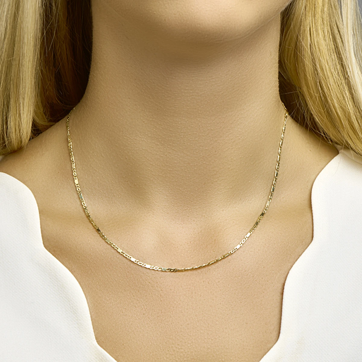 collier valkenoog met tussenstuk 2,1 mm 14K geelgoud