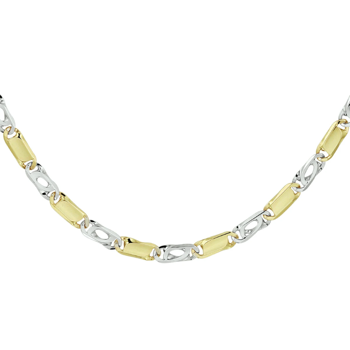 collier valkenoog met tussenstuk 4,2 mm 14K bicolor goud geel/wit