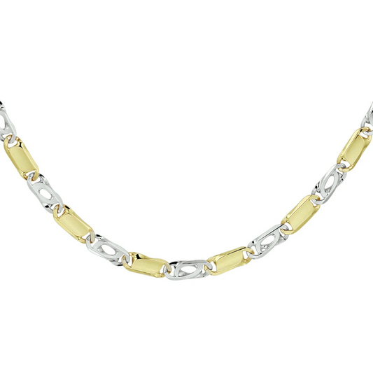 collier valkenoog met tussenstuk 4,2 mm 14K bicolor goud geel/wit