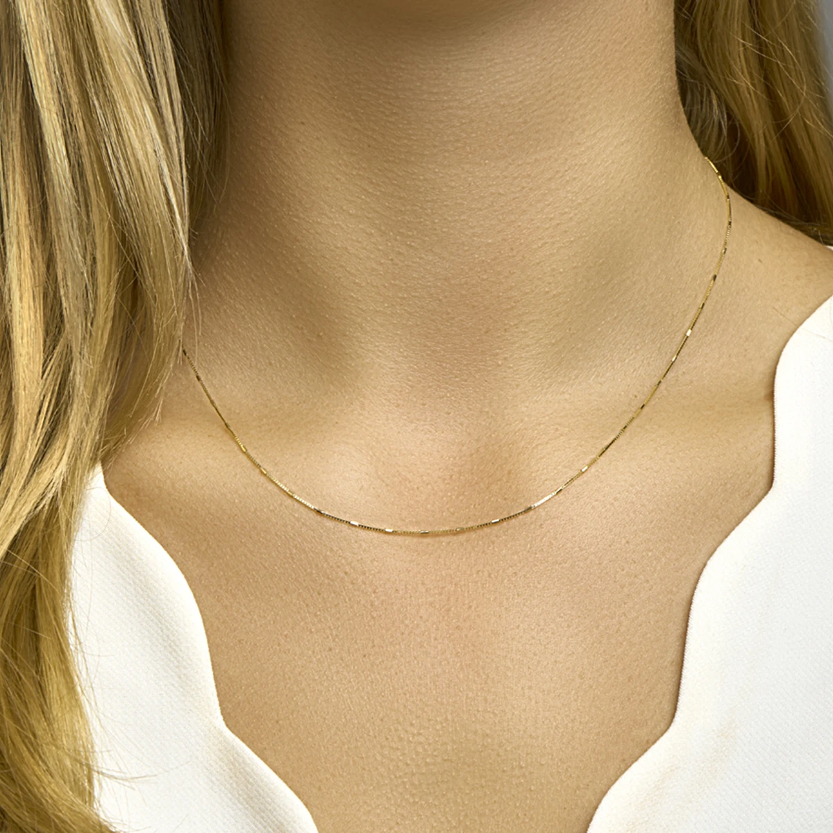 collier venetiaans en staafjes 0,9 mm 45 cm 14K geelgoud