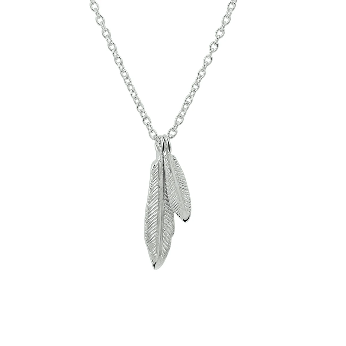collier veren 41 + 4 cm zilver gerhodineerd