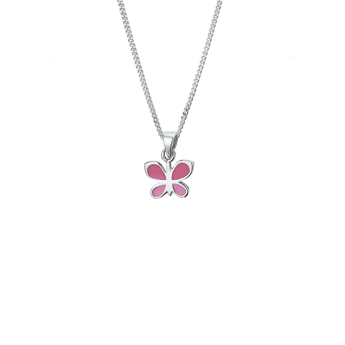 collier vlinder emaille 36 + 4 cm zilver gerhodineerd