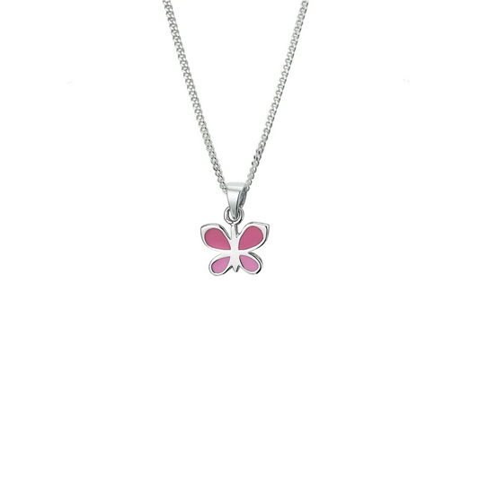 collier vlinder emaille 36 + 4 cm zilver gerhodineerd