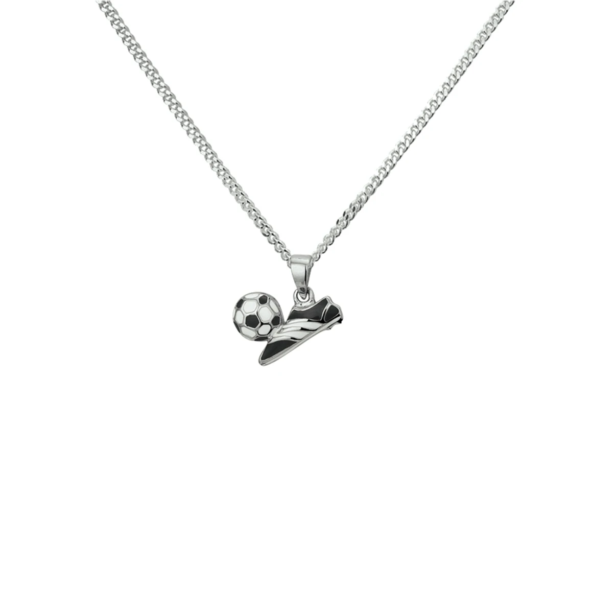 collier voetbalschoen emaille 1,4 mm 36 + 4 cm zilver gerhodineerd